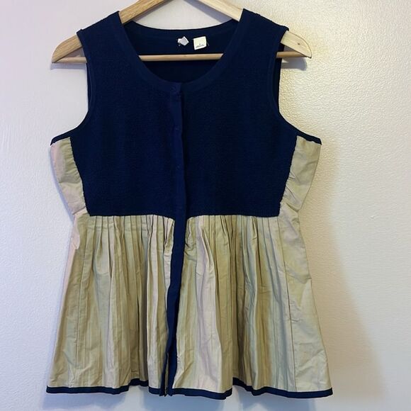 Anthropologie Women's Moth Darcy Peplum Knit Pleated Sleeveless Sweater Top Sz S - Picture 4 of 11